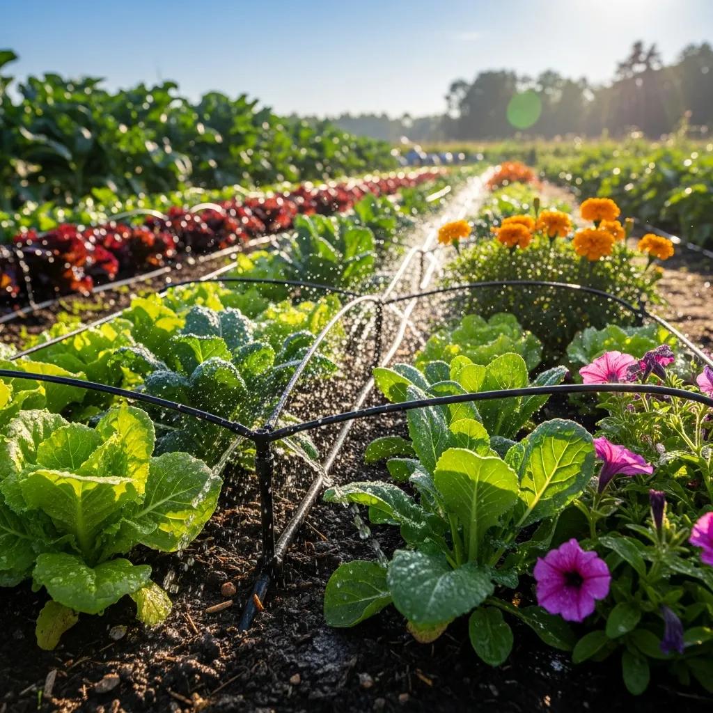 Vegetable Patch being watered.