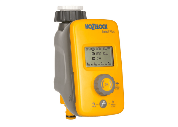 Hozelock Select Plus irrigation controller on a white background
