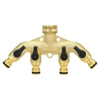 4-way brass hose manifold with shut-off valves