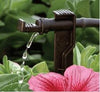 stake dripper watering green and pink flower