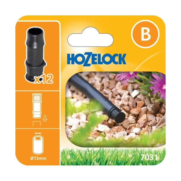 Hozelock 7031 garden fitting packaging with product and branding on an orange background