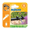 Hozelock 7034 product packaging with a black garden fitting on an orange background