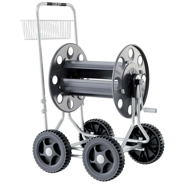Claber Jumbo 8900 Metal reel cart with large wheels on a white background