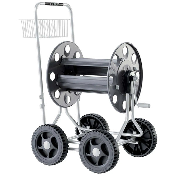Claber Jumbo 8900 Metal reel cart with large wheels on a white background