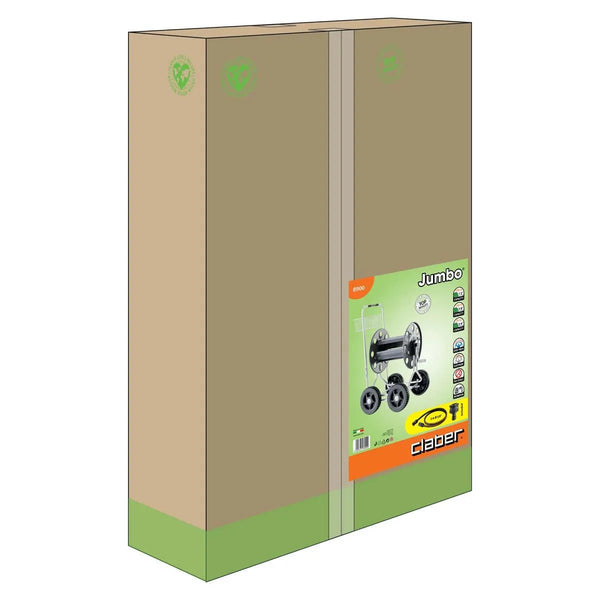 Cardboard box with green label featuring the brand 'Claber 8900' on a white background