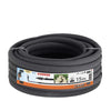 A coiled black Claber Soaker Hose 15 M - 90350, measuring 15 meters, features a label indicating its length, images demonstrating efficient garden watering on the packaging, prominent branding as Claber Soaker Hose, and detailed product information displayed on the package.