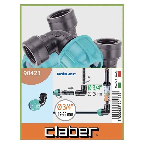 Claber 90423 25mm MDPE Elbow with 3/4" Female Thread