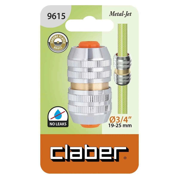 Claber 3/4 Inch Brass Hose Joiner – Leak-Proof Click-Style Repair (9615)
