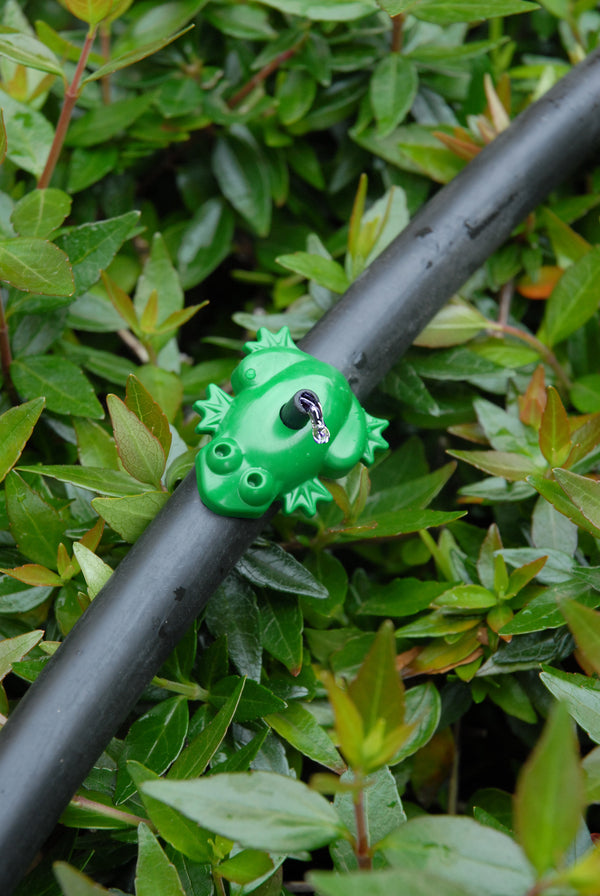 Antelco frog dripper in pipe over folage