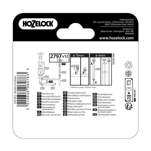 Hozelock 2787 product packaging with branding and technical details on a white background