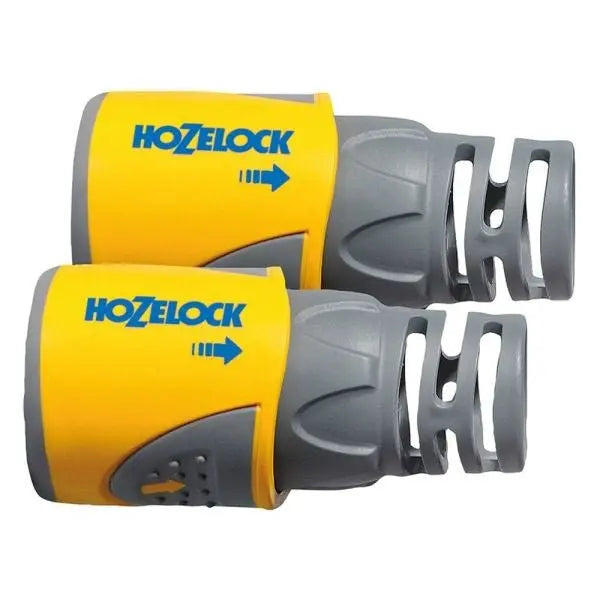 Two Hozelock 2050 connectors on a white background