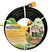 Hozelock Porous Soaker Hose, black porous hose coiled with orange connectors, white straps and a branded label.