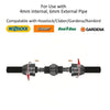 Pipe connector with compatibility information for Hozelock, Claber, Gardena, and Rainbird on a white background.
