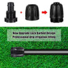 Drip irrigation fitting with lock barbed design on a grass background