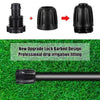 Drip irrigation fitting with lock barbed design on a grass background