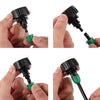 Step-by-step assembly of a black and green garden fitting.