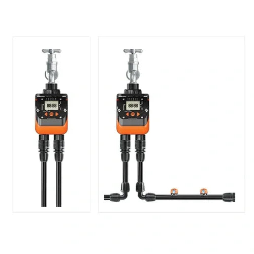 Claber Aquadue Duplo: 2-Way Timer for Efficient Garden Irrigation.
