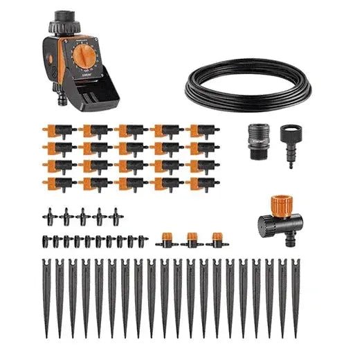 Claber Drip irrigation kit with components on a white background