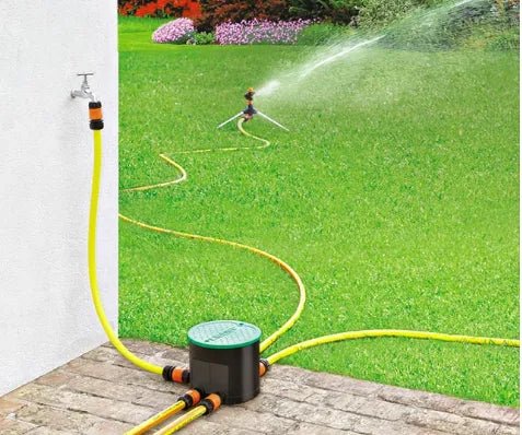 Claber Hydro 4 with 4 different connections and lawn sprinkler