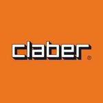 Claber logo on an orange background