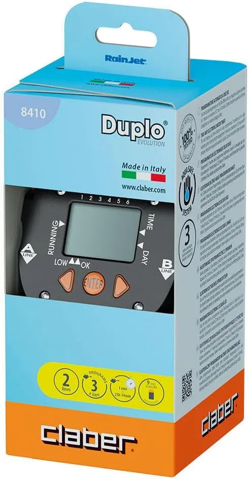 Duplo RainJet 8410 packaging with Claber branding