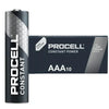Procell AAA battery and packaging on a white background
