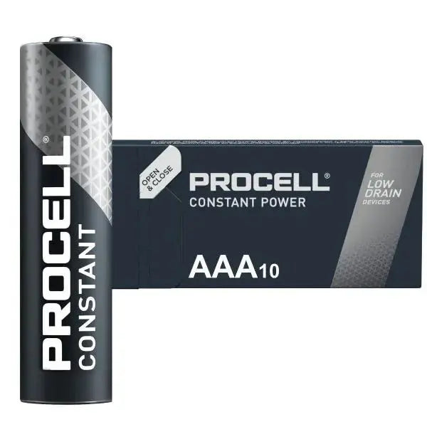 Procell AAA battery and packaging on a white background