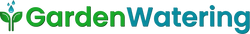 Garden Watering logo with green text and leaf icon