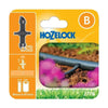 Hozelock 4mm Straight Connectors, twelve black plastic barbed fittings shown on orange packaging with hose diagrams.