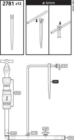 Hozelock 2781 4mm Micro Tube Stakes - Secure Irrigation Pipe