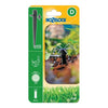 Hozelock Adjustable Stake Drippers in black plastic, with pointed stakes and adjustable spray heads, shown as a pack of 12.