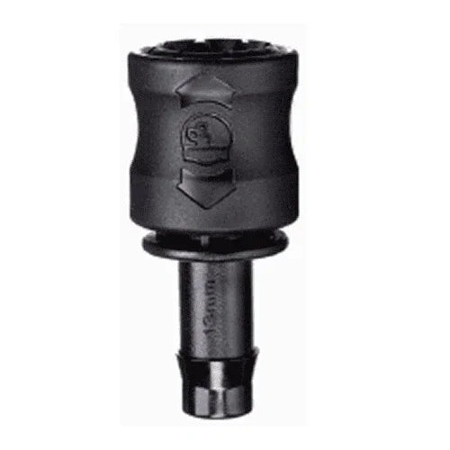 Hozelock style click adapter for connecting irrigation hose