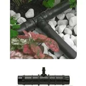 Irrigation multi barb adapter on white pebbles