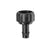 Black garden hose tap fitting on a white background