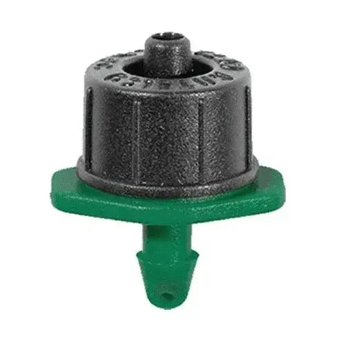 Black and green dripper head on a white background