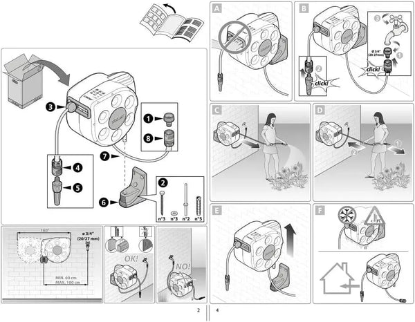 Step-by-step instructional diagram for using a Cl;aber rotaroll device with various components and connections.