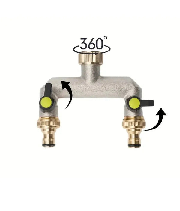 Vertical Outlet Tap Splitter: Threaded 2-Way Garden Connector.