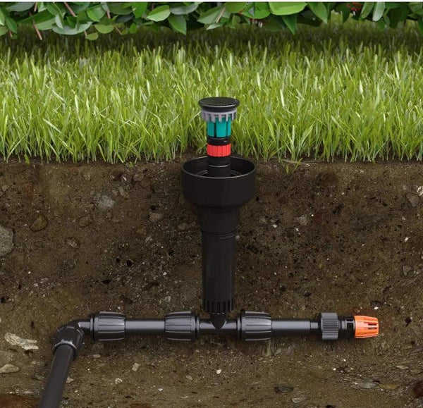 Threaded Tee Connector with popup lawn sprinkler
