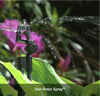 Sprinkler system spraying water on plants with 'Vari-Rotor Spray' label.