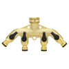 Garden Tap Splitter - Heavy-Duty Brass Manifold Hozelock Style