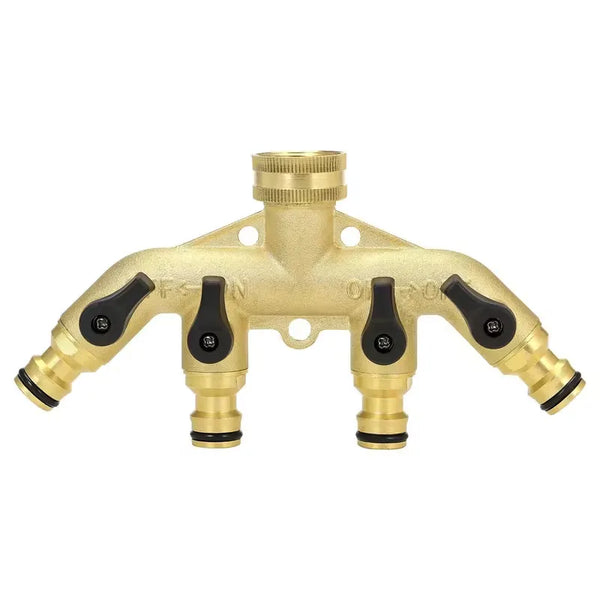 Garden Tap Splitter - Heavy-Duty Brass Manifold Hozelock Style