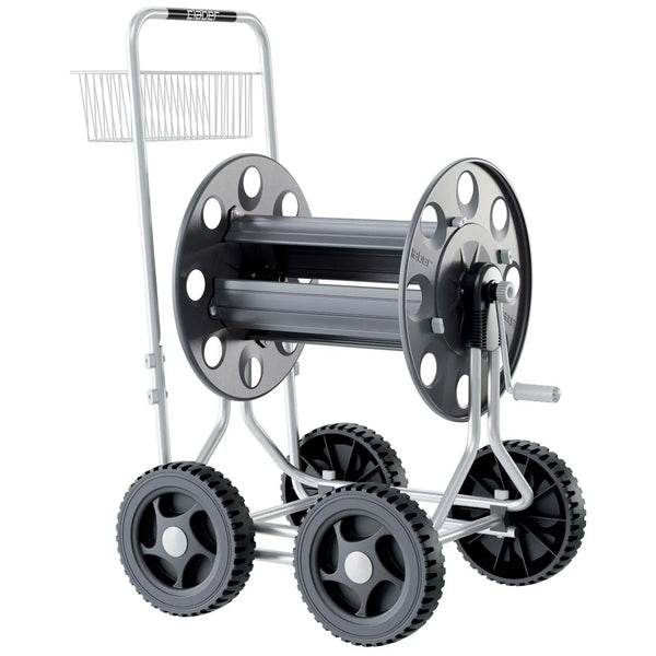 Claber Jumbo 8900 Metal reel cart with large wheels on a white background