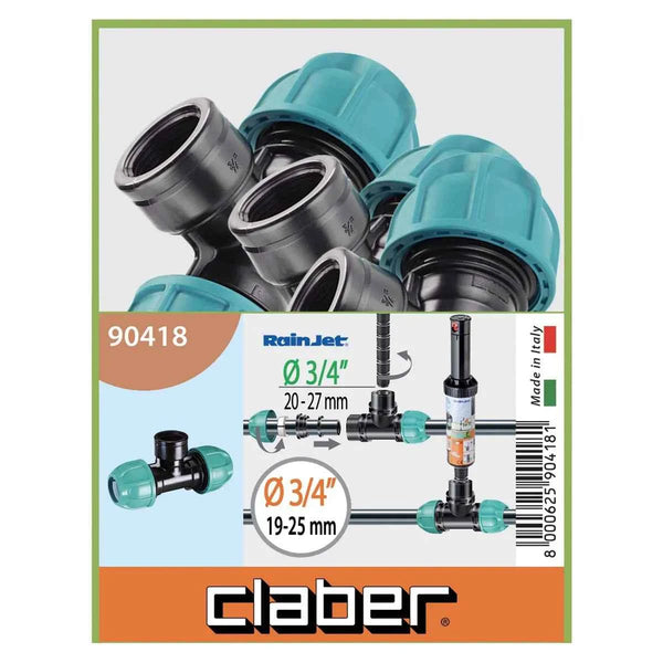 Claber 25mm MDPE 90418 25mm Threaded Tee 3/4"