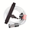Clear plastic hose featuring a black T-shaped connector, mesh filter, and red valve handle—components of the Automatic Irrigation/Watering - Venturi Fertilizer Injector System, commonly used in fertigation or drip irrigation setups.