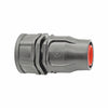 Palaplast Drip Line Threaded Female Connector 3/4″ for 16/17mm pipe, shown from the side against a white background. This gray plastic connector features grooved sections and a red inner ring, making it an ideal choice for integrating into your garden watering system or serving as a dependable drip irrigation adapter.