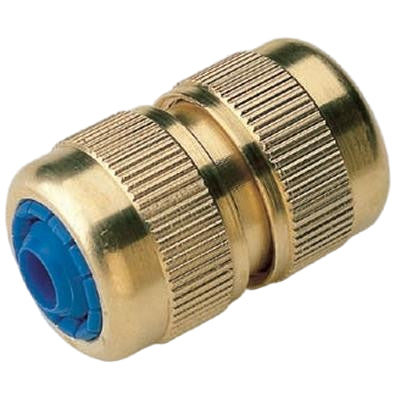 Hozelock Style Brass fitting with blue interior on a white background