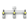 Metal 3 way threade vertical tap connector outlet